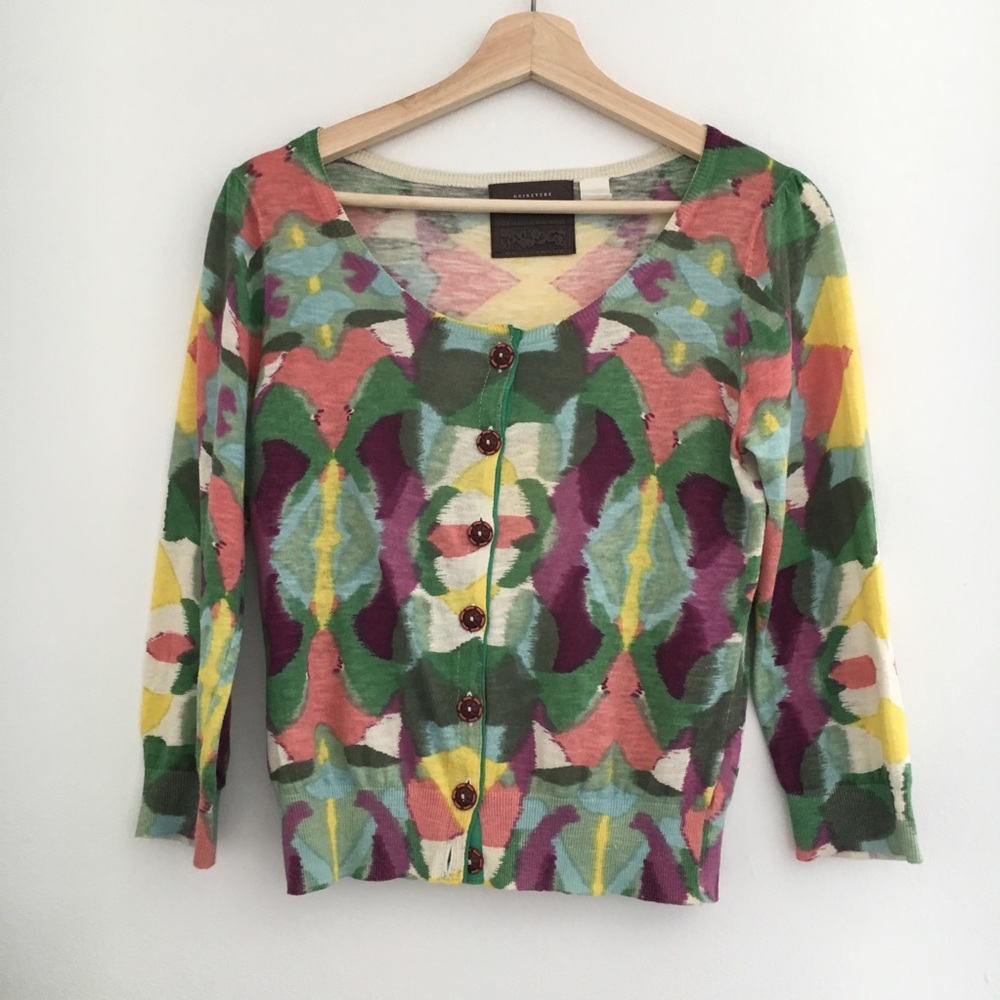 Anthropologie Guinevere Watercolor Cardigan Medium